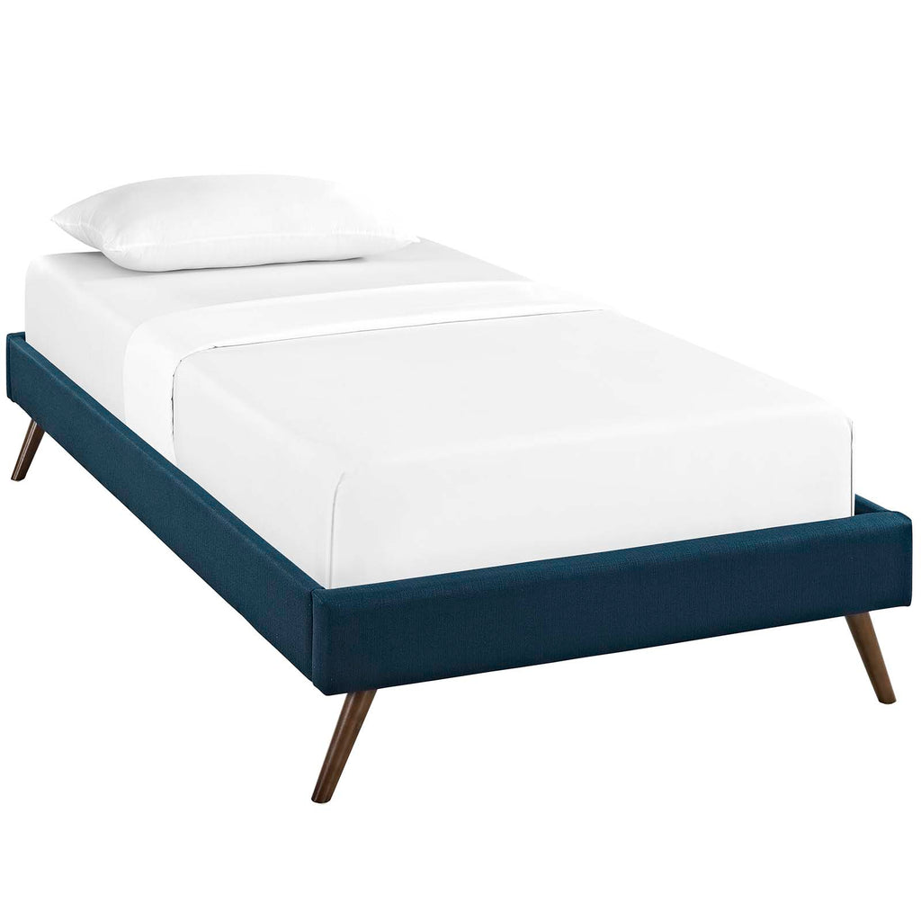 Loryn Twin Fabric Bed Frame with Round Splayed Legs in Azure