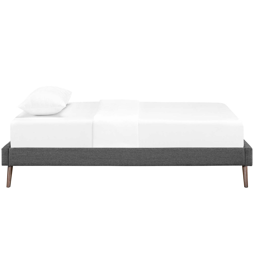 Loryn Twin Fabric Bed Frame with Round Splayed Legs in Gray