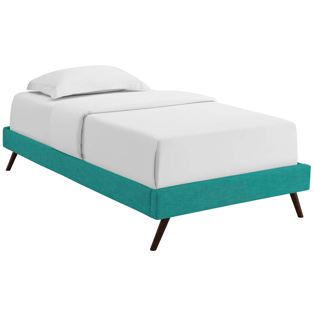 Loryn Twin Fabric Bed Frame with Round Splayed Legs in Teal