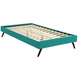 Loryn Twin Fabric Bed Frame with Round Splayed Legs in Teal