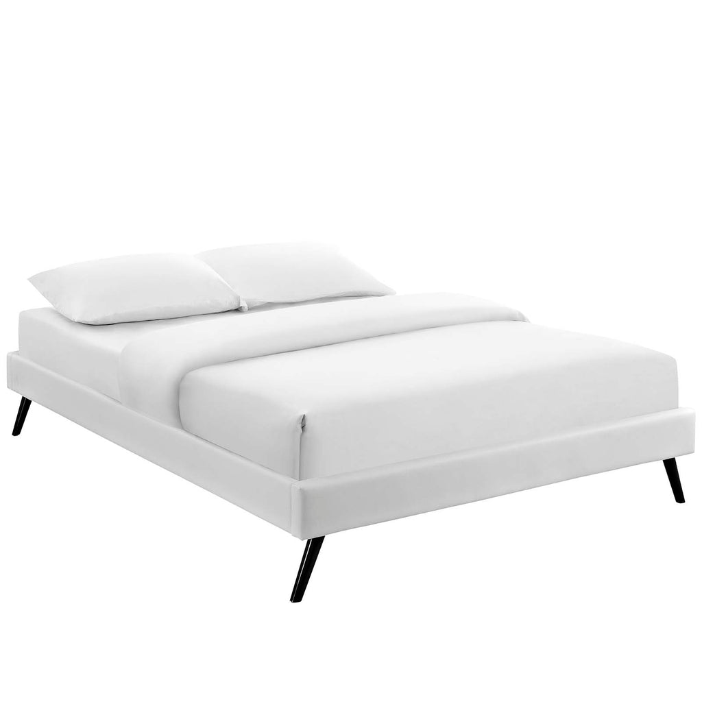 Loryn Full Vinyl Bed Frame with Round Splayed Legs in White
