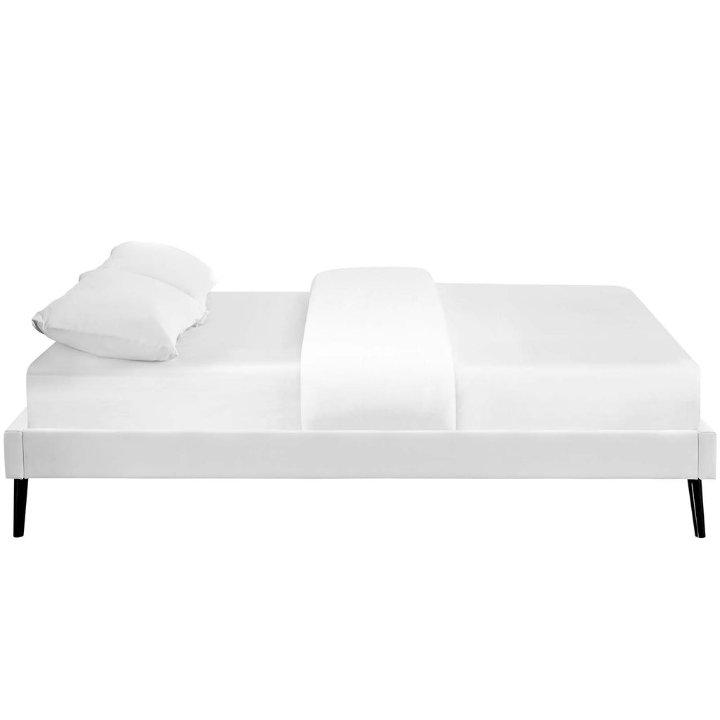 Loryn Full Vinyl Bed Frame with Round Splayed Legs in White