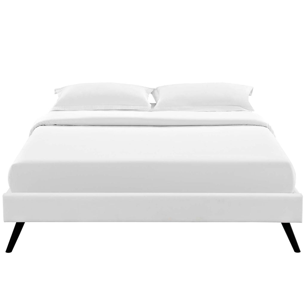 Loryn Full Vinyl Bed Frame with Round Splayed Legs in White