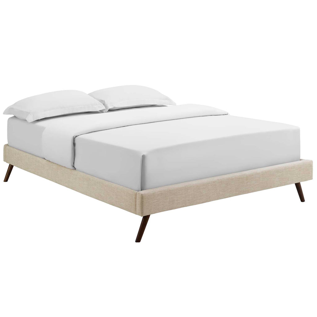 Loryn Full Fabric Bed Frame with Round Splayed Legs in Beige