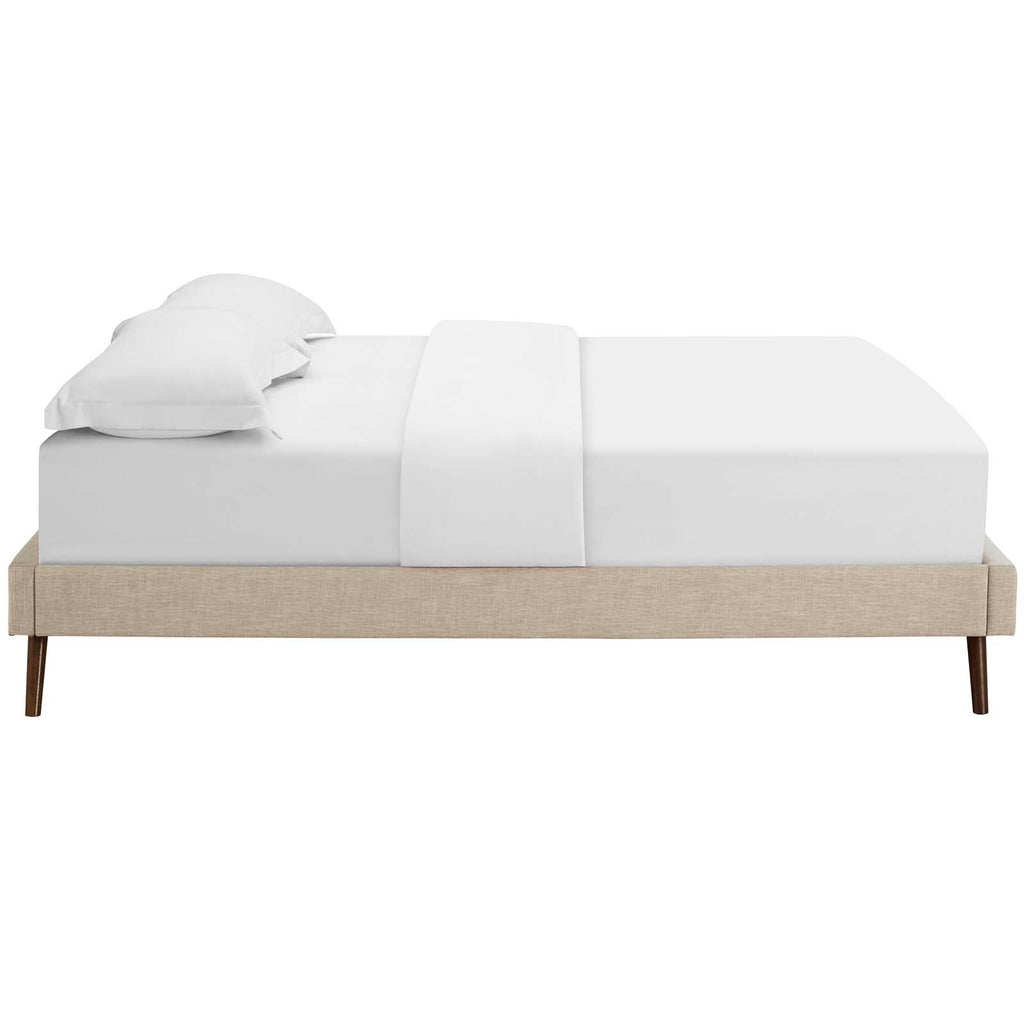 Loryn Full Fabric Bed Frame with Round Splayed Legs in Beige