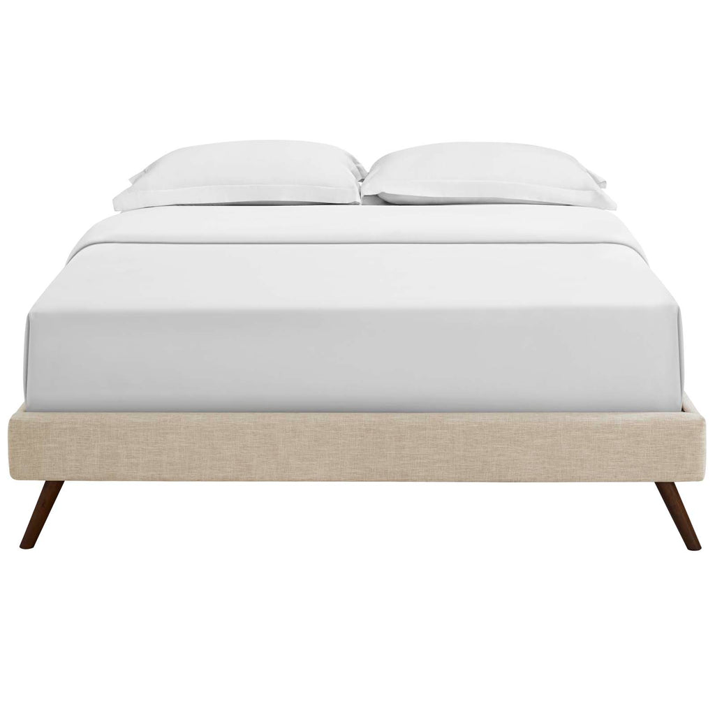 Loryn Full Fabric Bed Frame with Round Splayed Legs in Beige