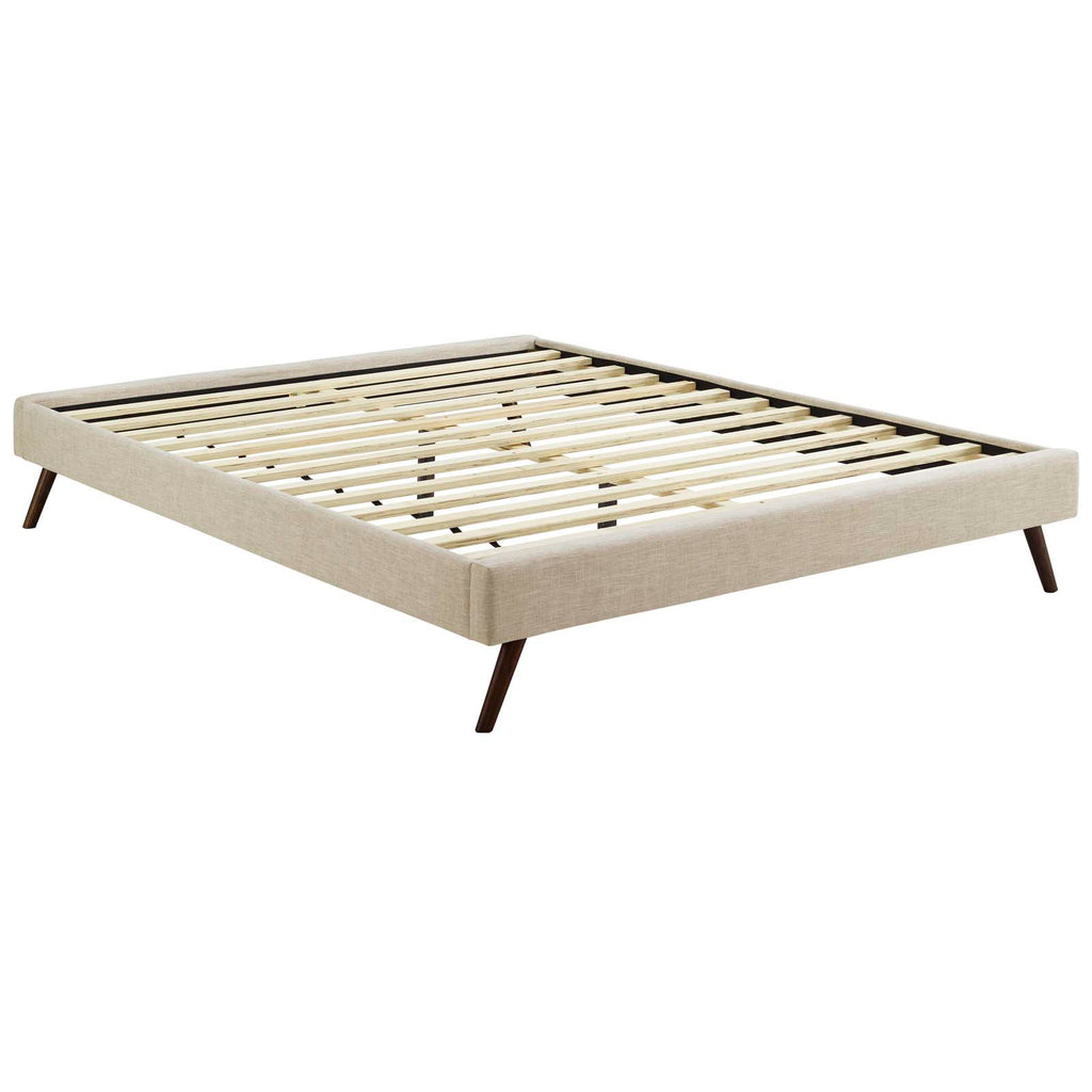 Loryn Queen Fabric Bed Frame with Round Splayed Legs in Beige
