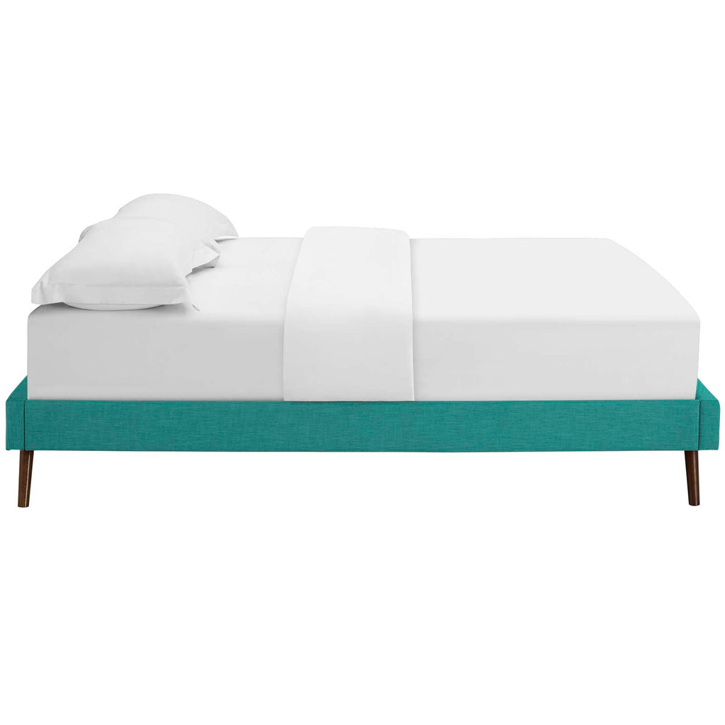 Loryn Queen Fabric Bed Frame with Round Splayed Legs in Teal