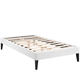 Tessie Twin Vinyl Bed Frame with Squared Tapered Legs in White