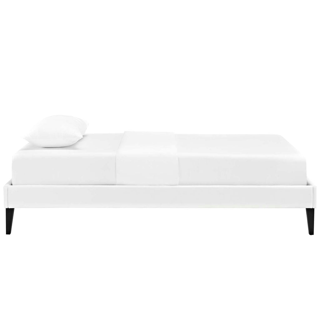 Tessie Twin Vinyl Bed Frame with Squared Tapered Legs in White