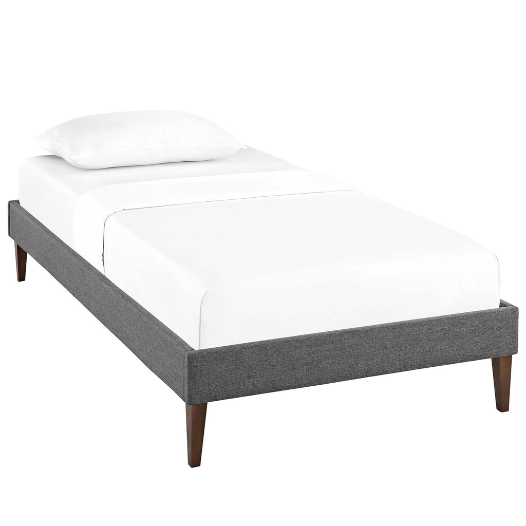 Tessie Twin Fabric Bed Frame with Squared Tapered Legs in Gray