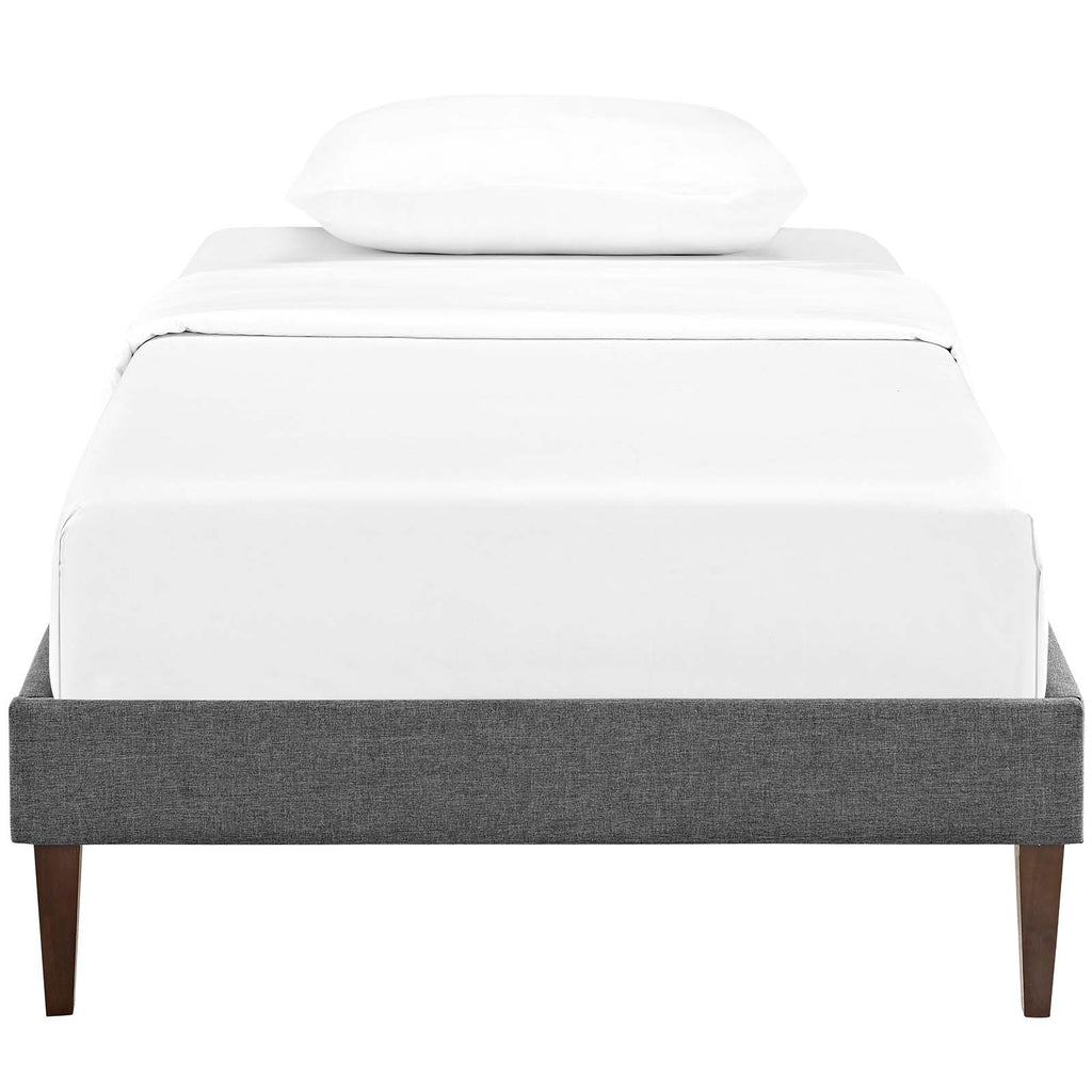 Tessie Twin Fabric Bed Frame with Squared Tapered Legs in Gray