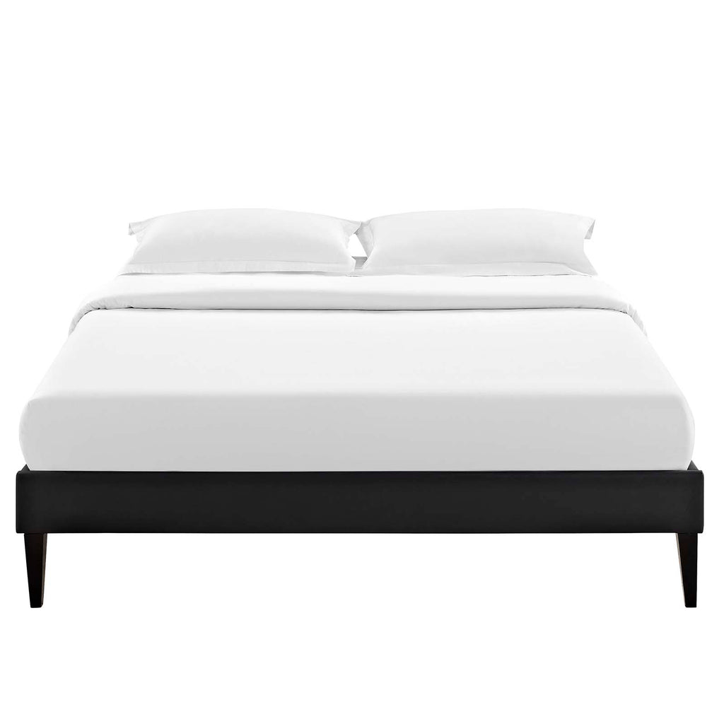 Tessie Full Vinyl Bed Frame with Squared Tapered Legs in Black