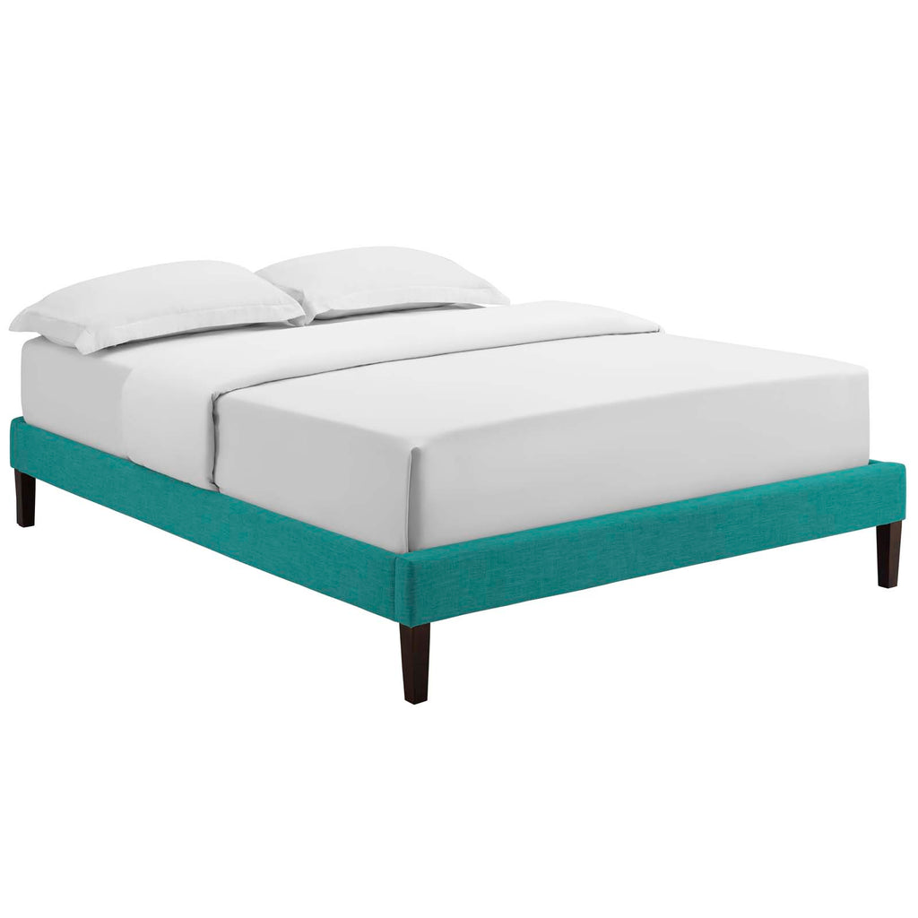 Tessie Full Fabric Bed Frame with Squared Tapered Legs in Teal