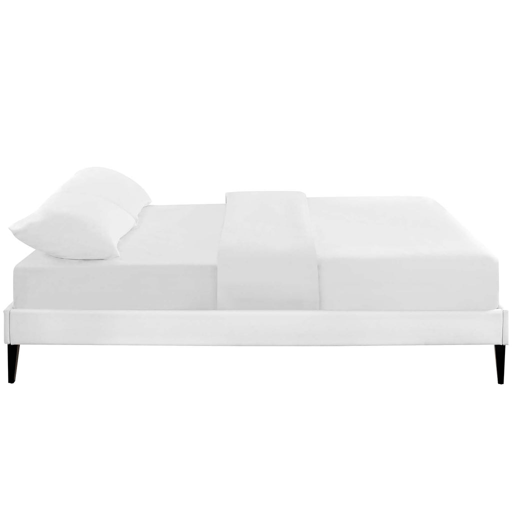 Tessie Queen Vinyl Bed Frame with Squared Tapered Legs in White