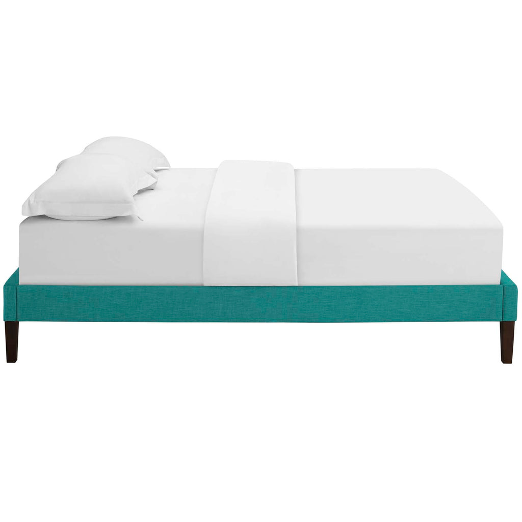 Tessie Queen Fabric Bed Frame with Squared Tapered Legs in Teal