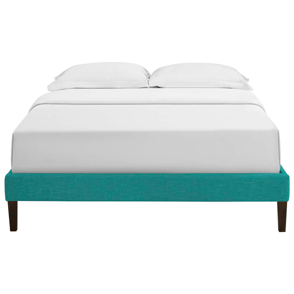 Tessie Queen Fabric Bed Frame with Squared Tapered Legs in Teal