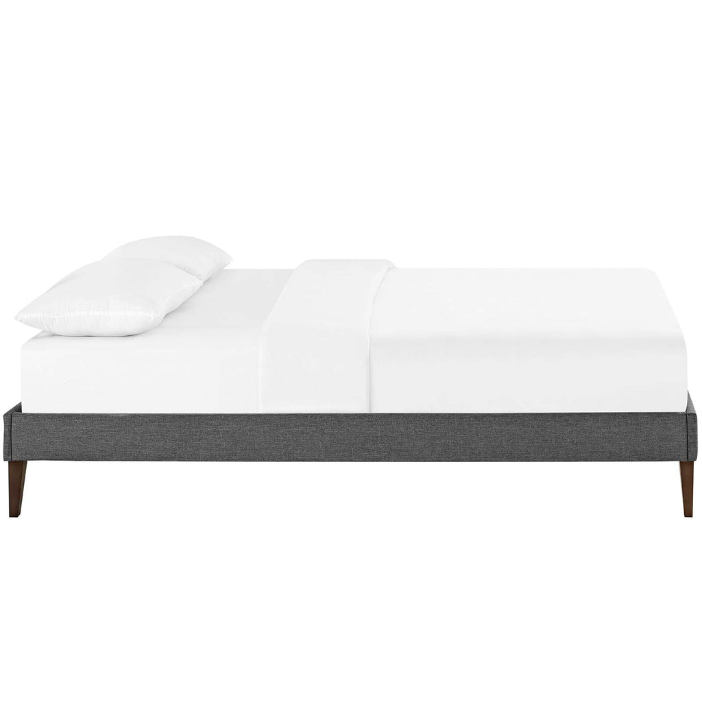 Tessie King Fabric Bed Frame with Squared Tapered Legs in Gray