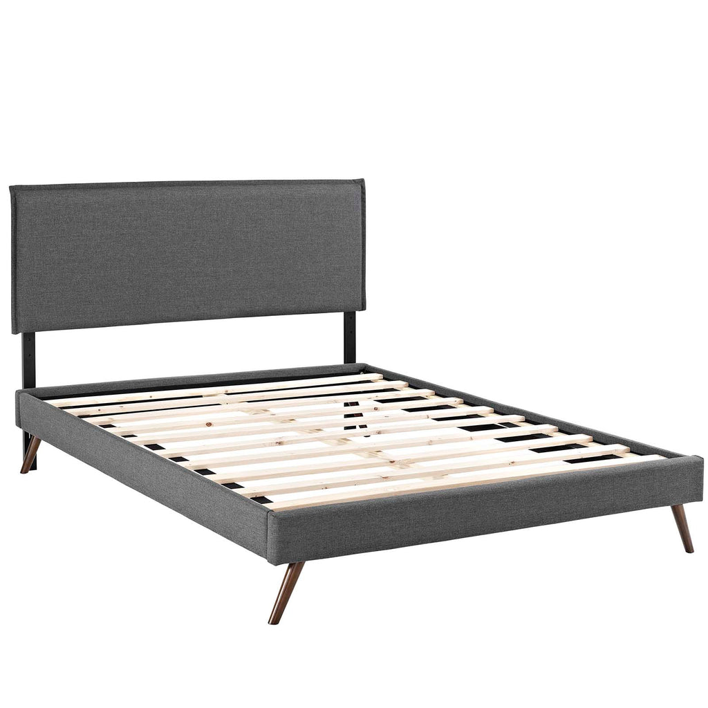 Amaris Queen Fabric Platform Bed with Round Splayed Legs in Gray