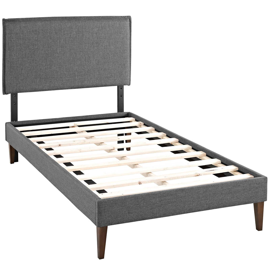 Amaris Twin Fabric Platform Bed with Squared Tapered Legs