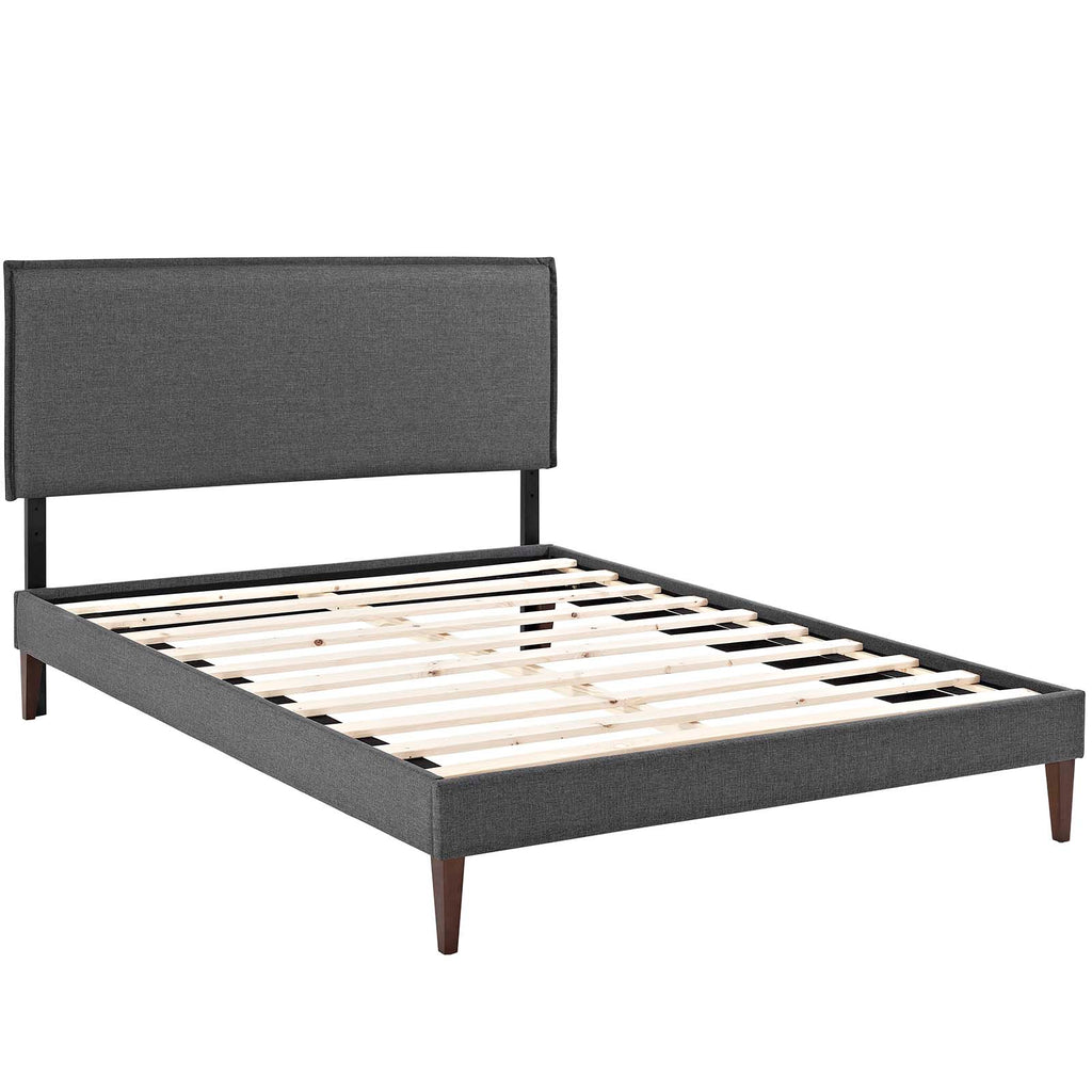Amaris Queen Fabric Platform Bed with Squared Tapered Legs in Gray