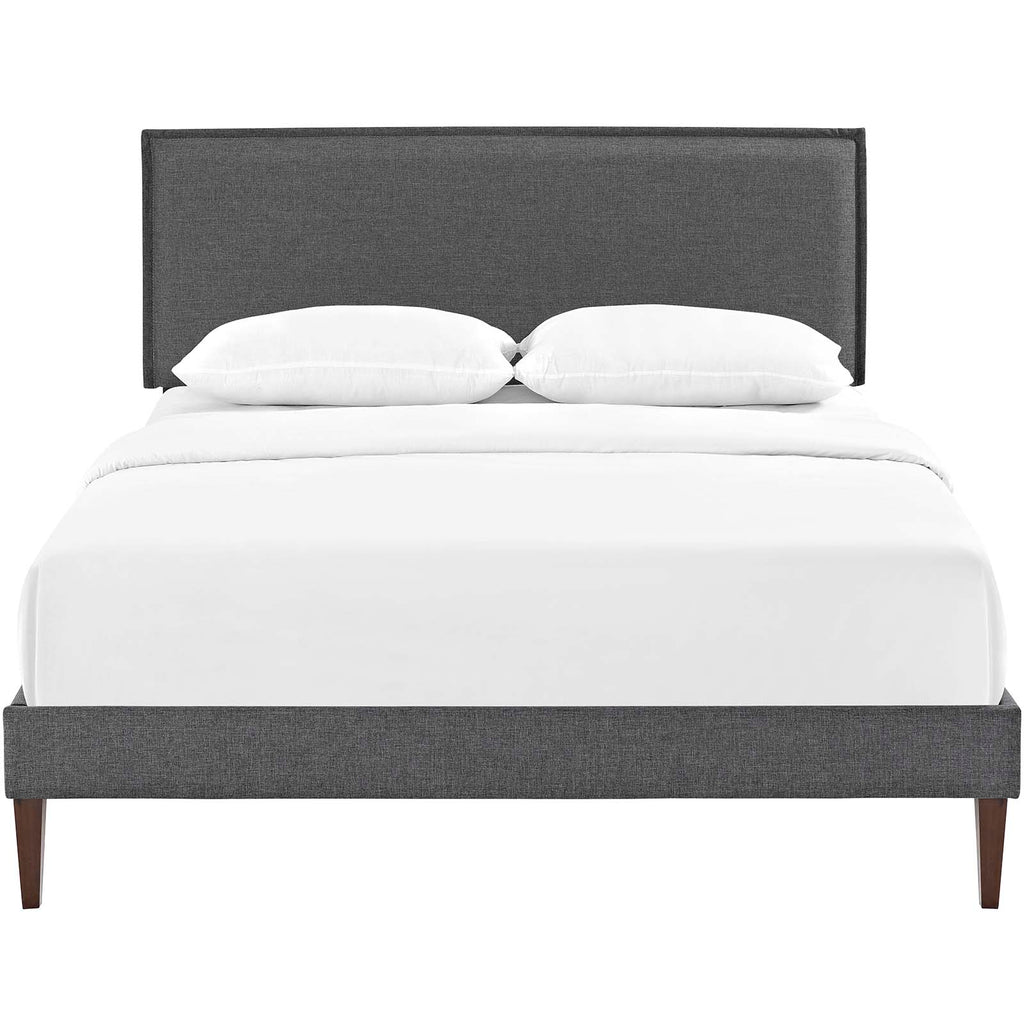 Amaris Queen Fabric Platform Bed with Squared Tapered Legs in Gray