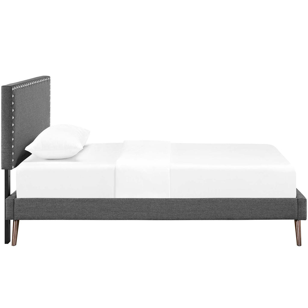 Macie Twin Fabric Platform Bed with Round Splayed Legs in Gray