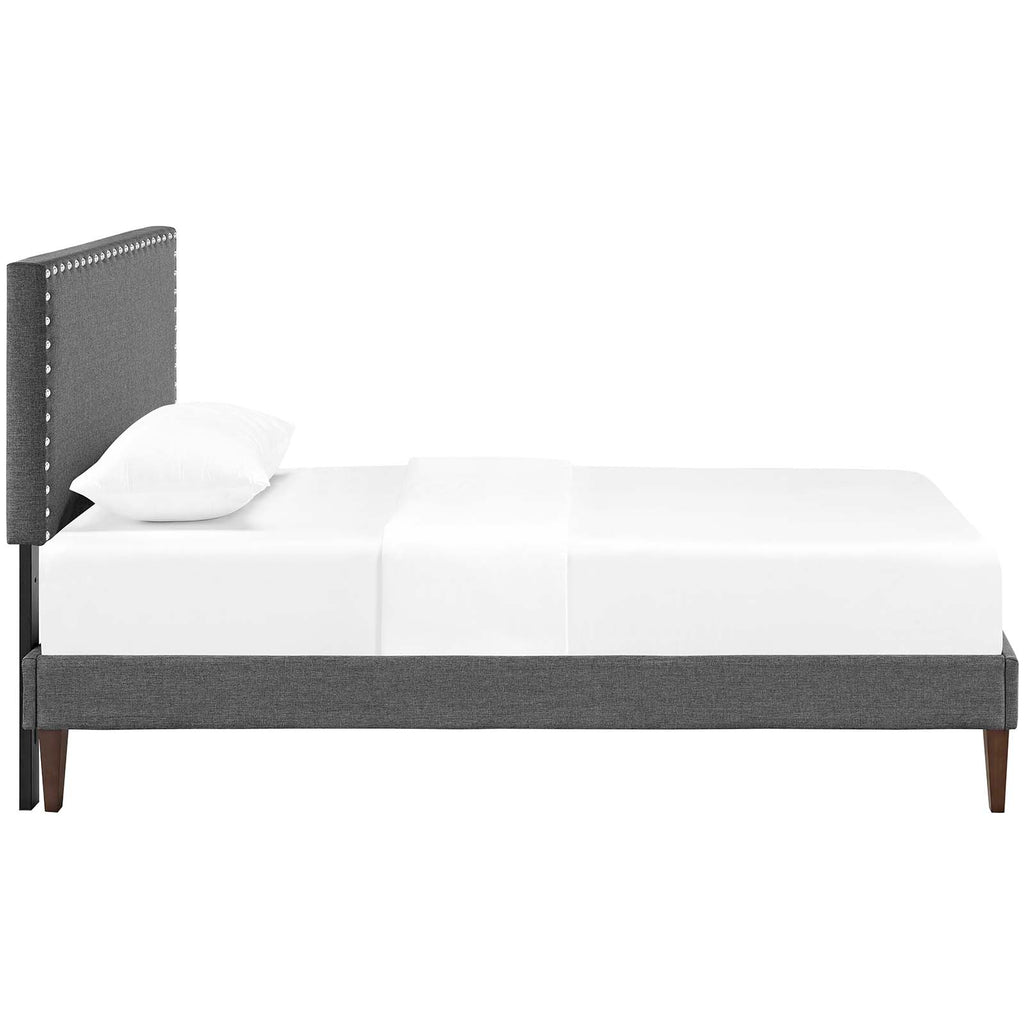 Macie Twin Fabric Platform Bed with Squared Tapered Legs in Gray