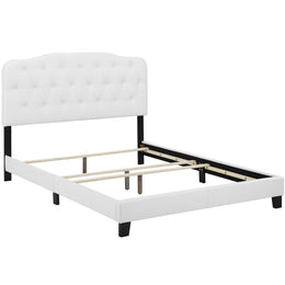 Amelia Queen Faux Leather Bed in White