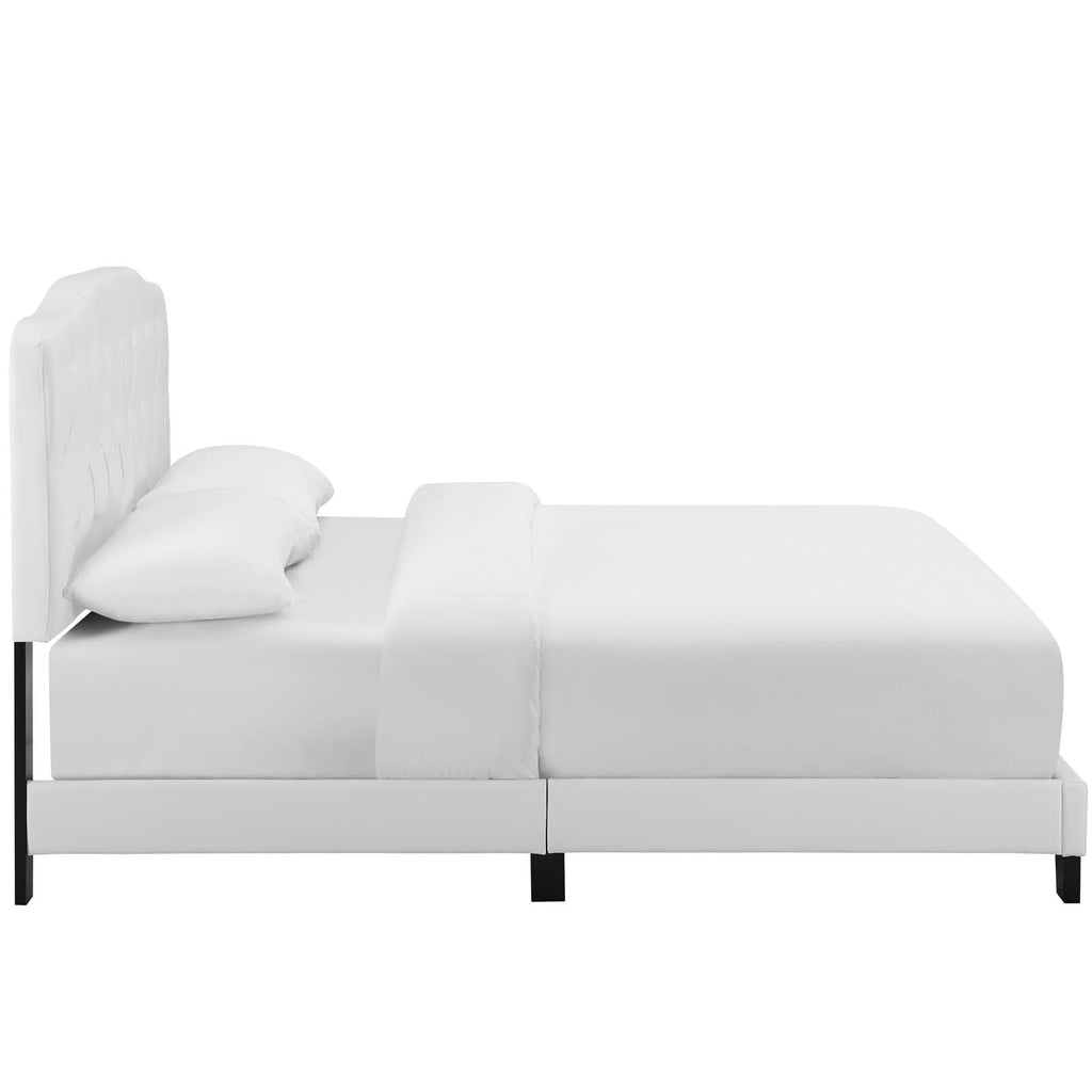 Amelia Queen Faux Leather Bed in White