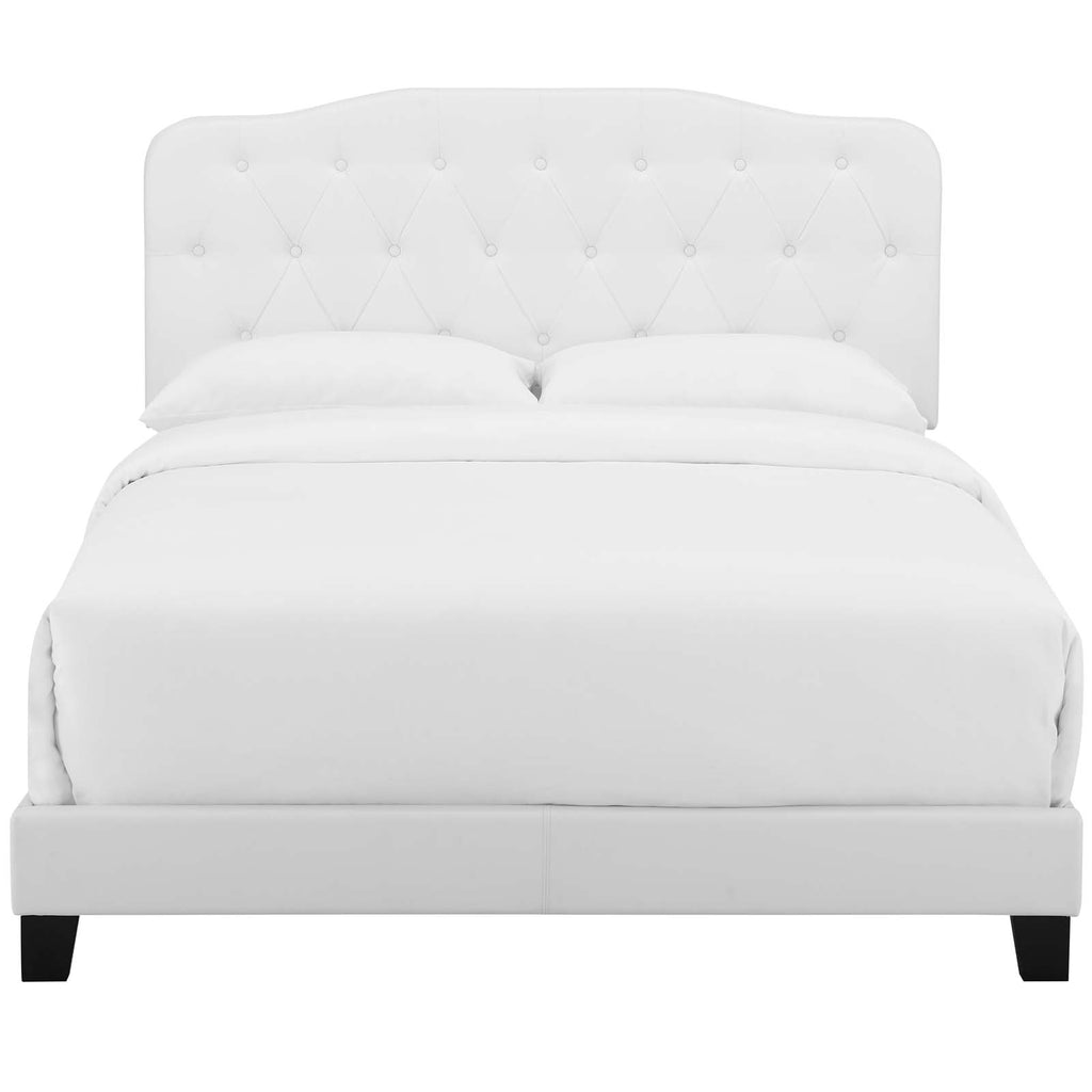 Amelia Queen Faux Leather Bed in White