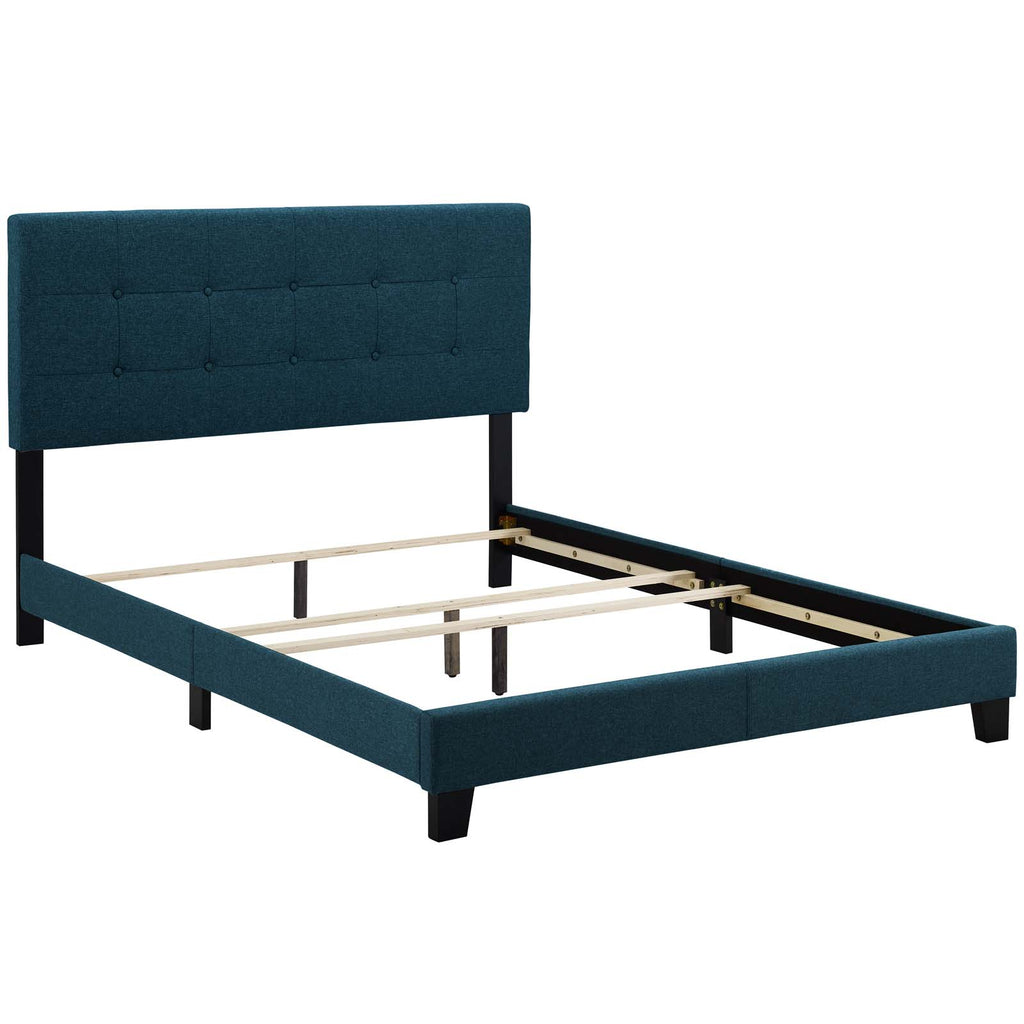 Amira Twin Upholstered Fabric Bed in Azure