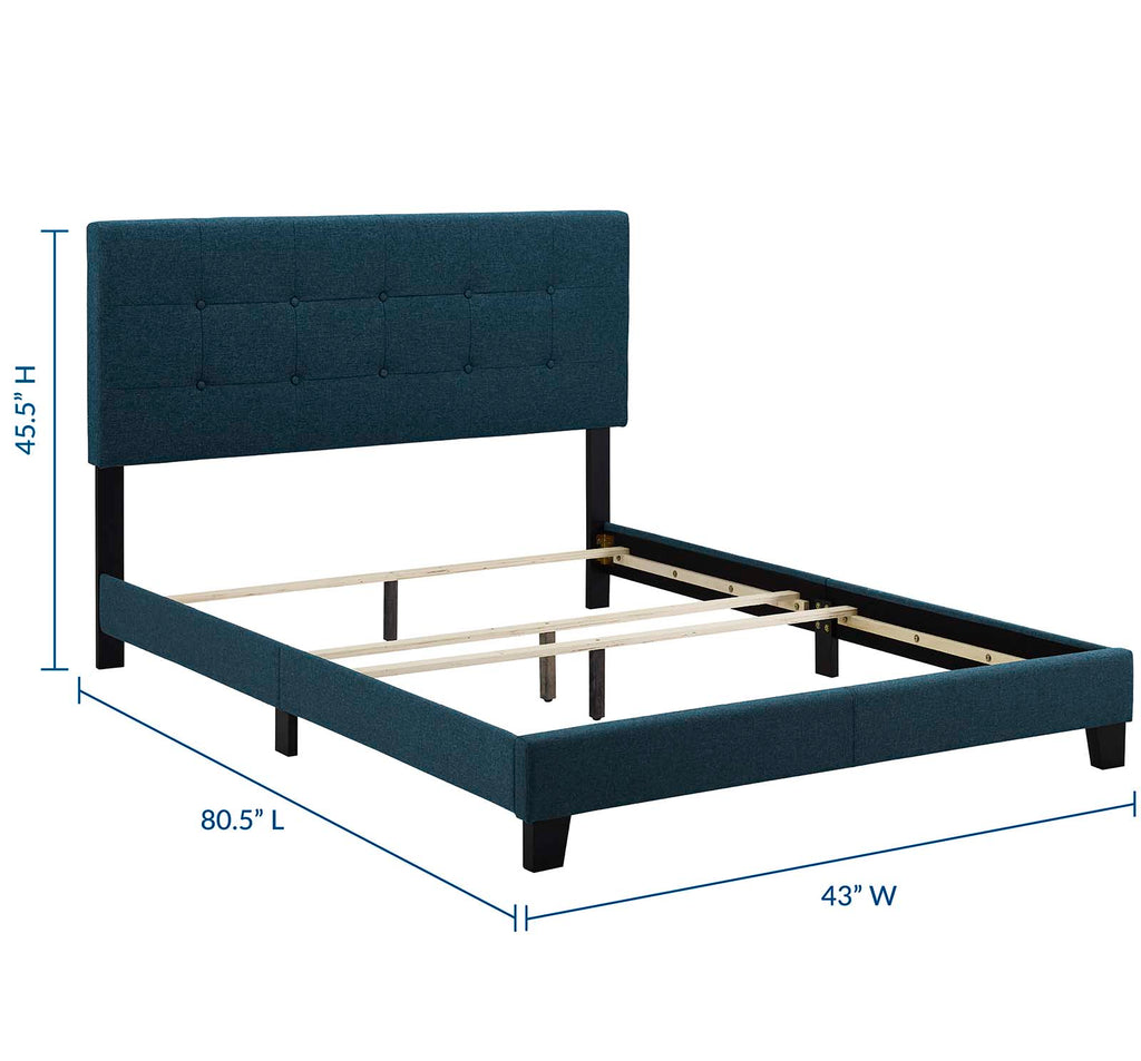 Amira Twin Upholstered Fabric Bed in Azure