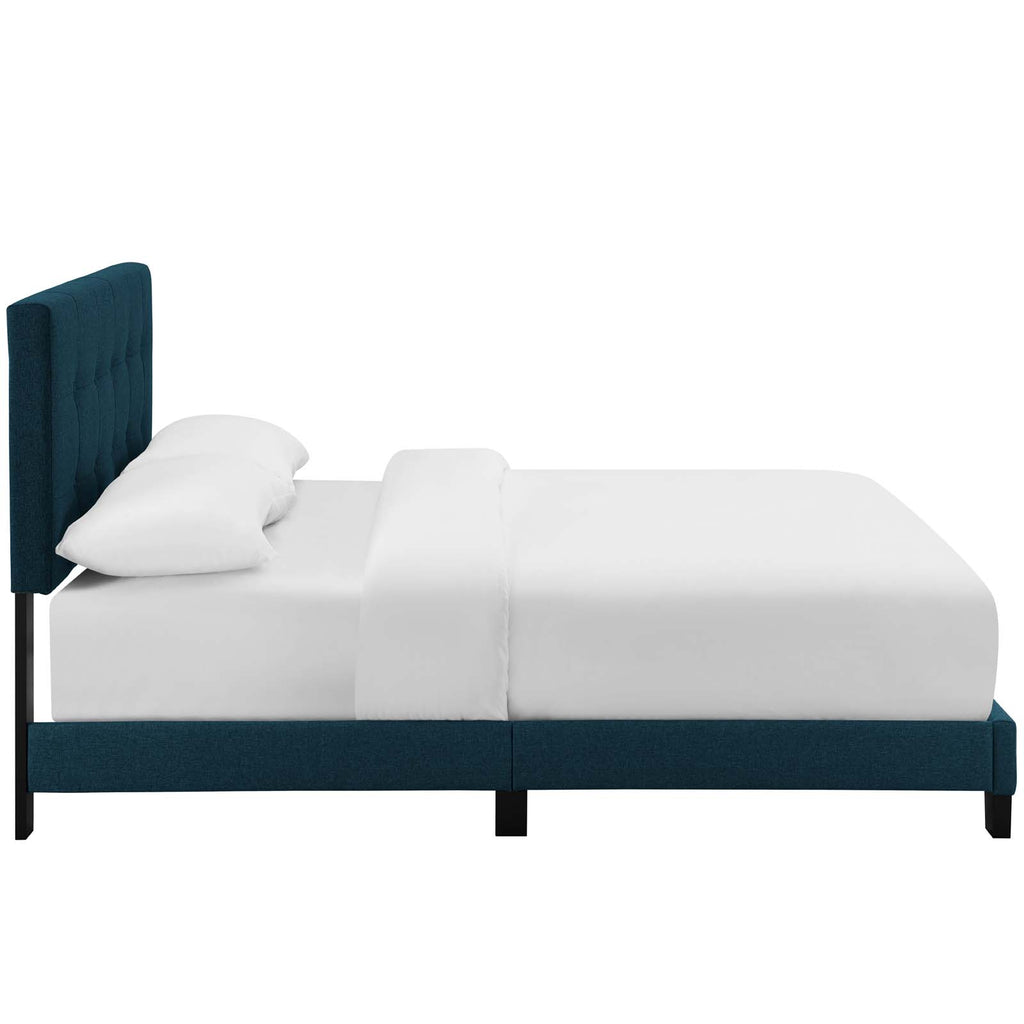 Amira Twin Upholstered Fabric Bed in Azure