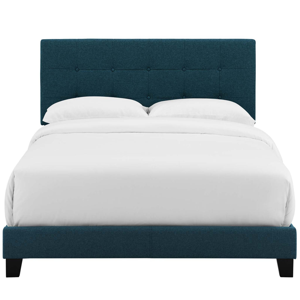 Amira Twin Upholstered Fabric Bed in Azure