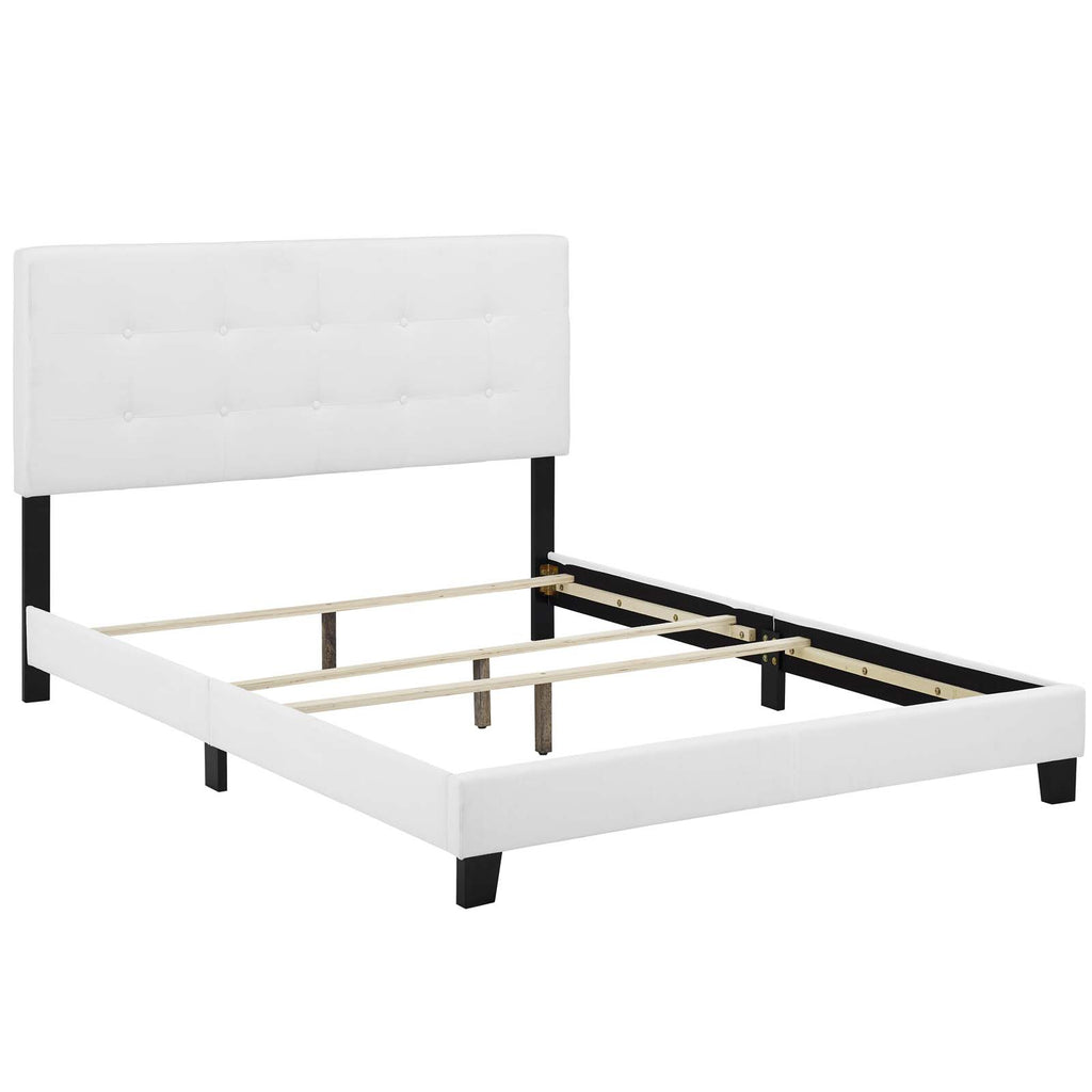 Amira Twin Upholstered Fabric Bed in White