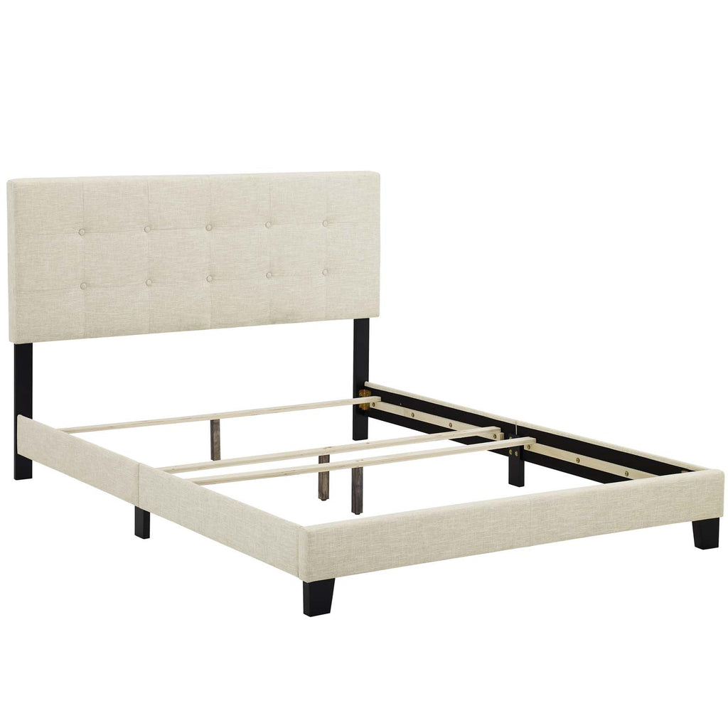 Amira Full Upholstered Fabric Bed in Beige