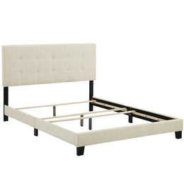 Amira Full Upholstered Fabric Bed in Beige