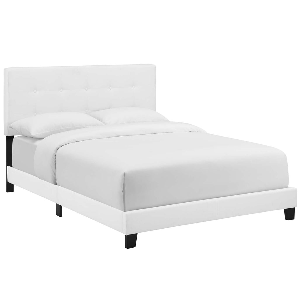 Amira Full Upholstered Fabric Bed in White