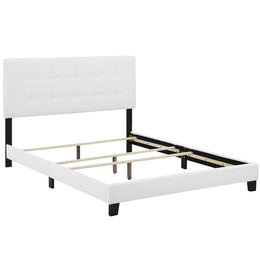 Amira Full Upholstered Fabric Bed in White