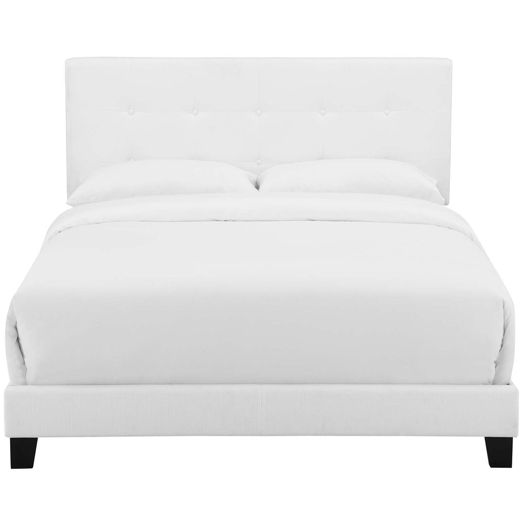 Amira Full Upholstered Fabric Bed in White