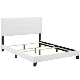 Amira Queen Upholstered Fabric Bed in White