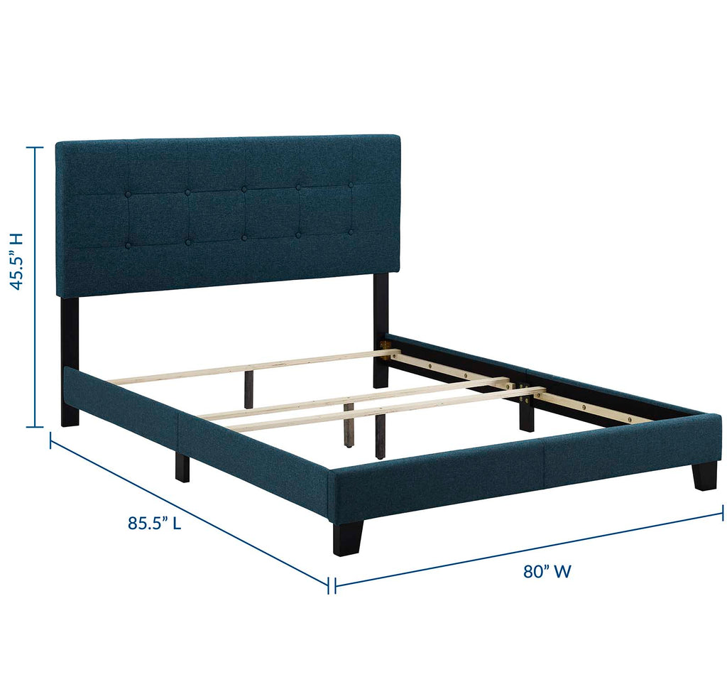 Amira King Upholstered Fabric Bed in Azure
