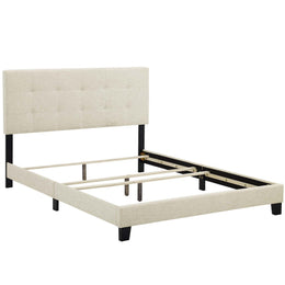 Amira King Upholstered Fabric Bed in Beige