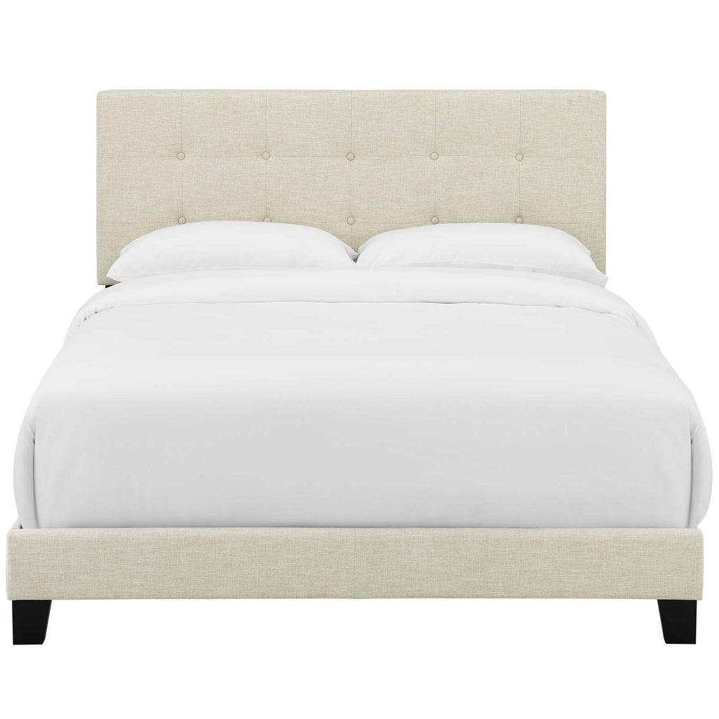 Amira King Upholstered Fabric Bed in Beige