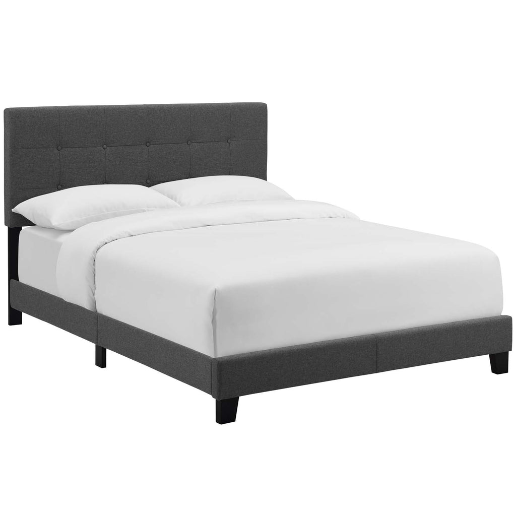 Amira King Upholstered Fabric Bed in Gray