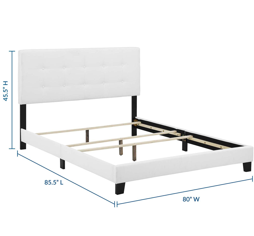 Amira King Upholstered Fabric Bed in White