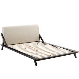 Luella Queen Upholstered Fabric Platform Bed in Cappuccino Beige