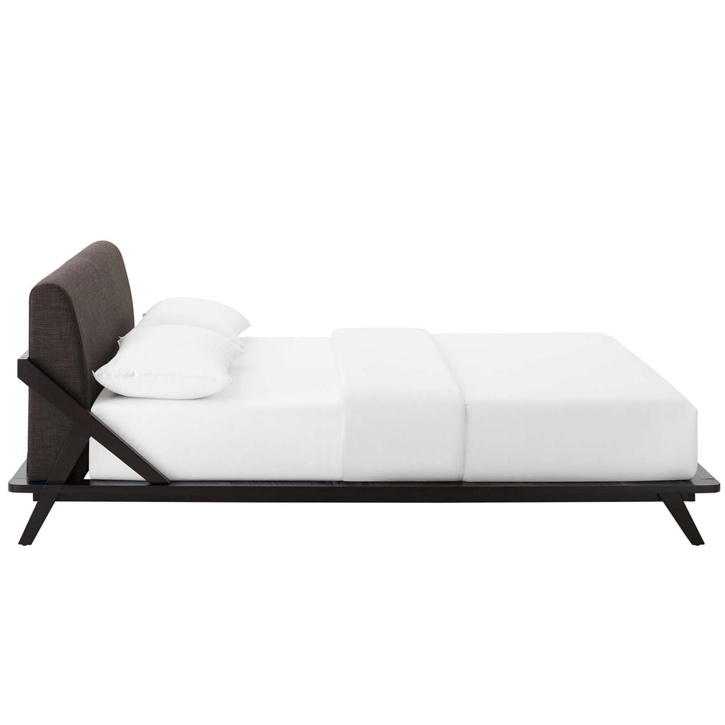 Luella Queen Upholstered Fabric Platform Bed in Cappuccino Brown