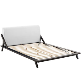 Luella Queen Upholstered Fabric Platform Bed in Cappuccino White